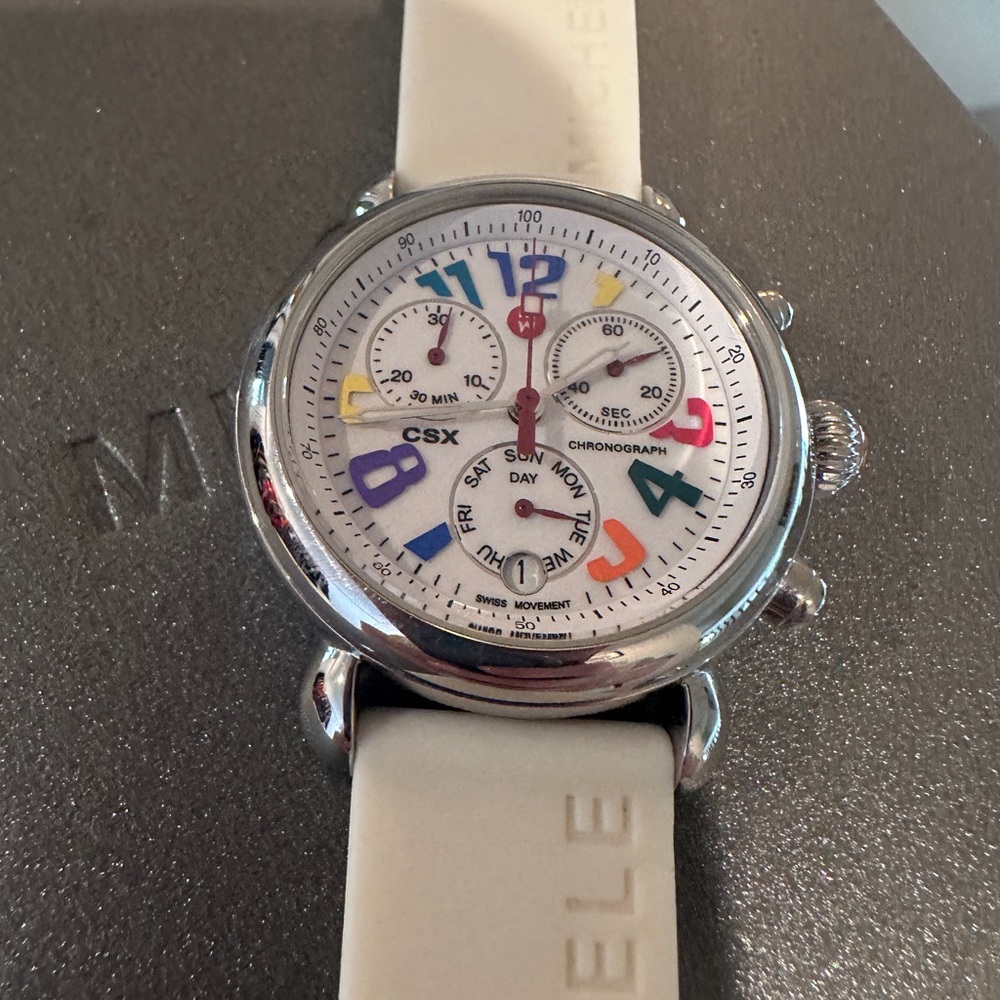 Michele Rainbow Face Watch with extra band and original packaging - Picture 2 of 7